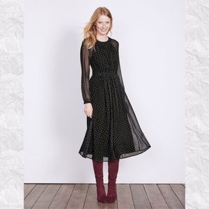 Boden Erica Long Sleeve Polka Dot Midi Dress